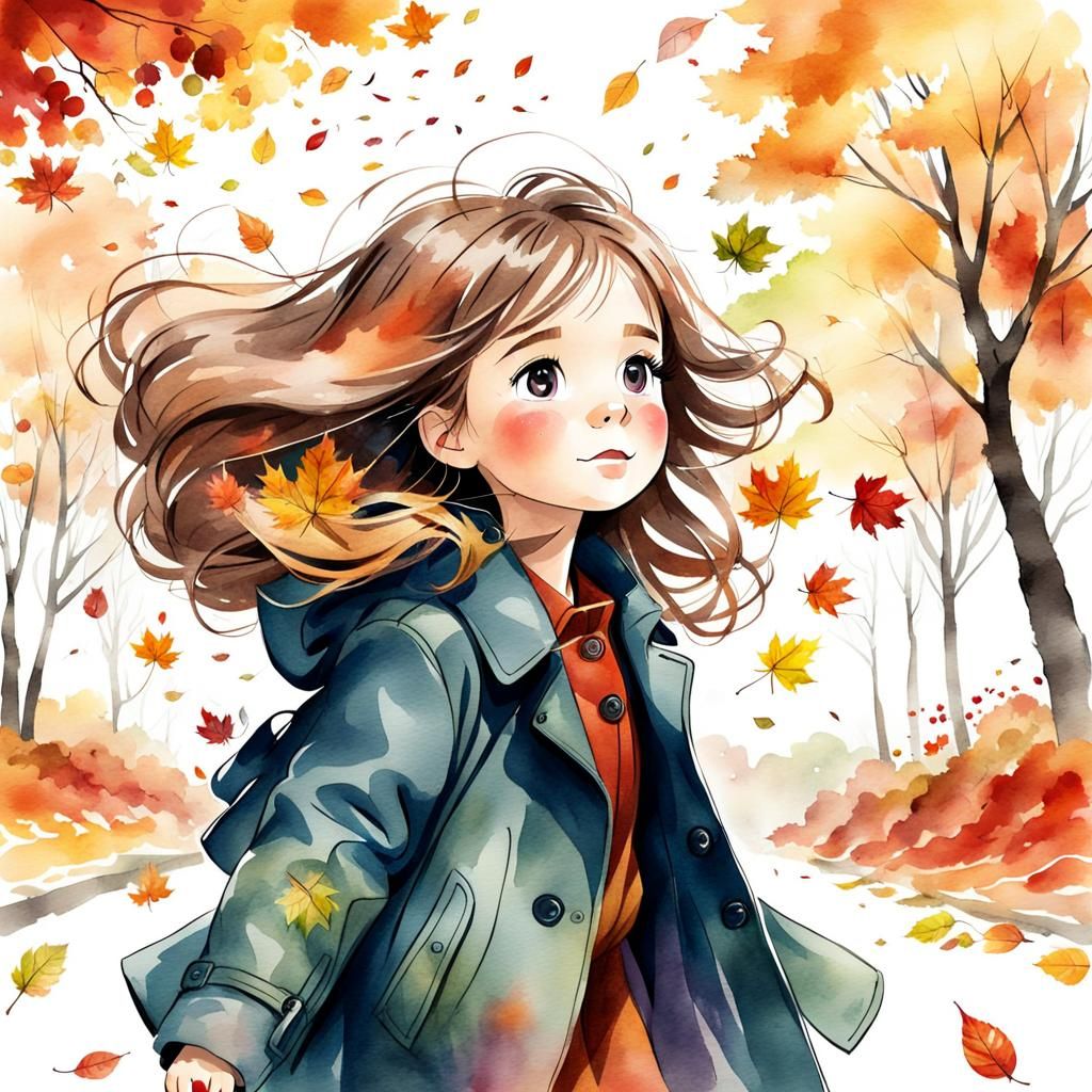 Autumn Girl in Vibrant Coat