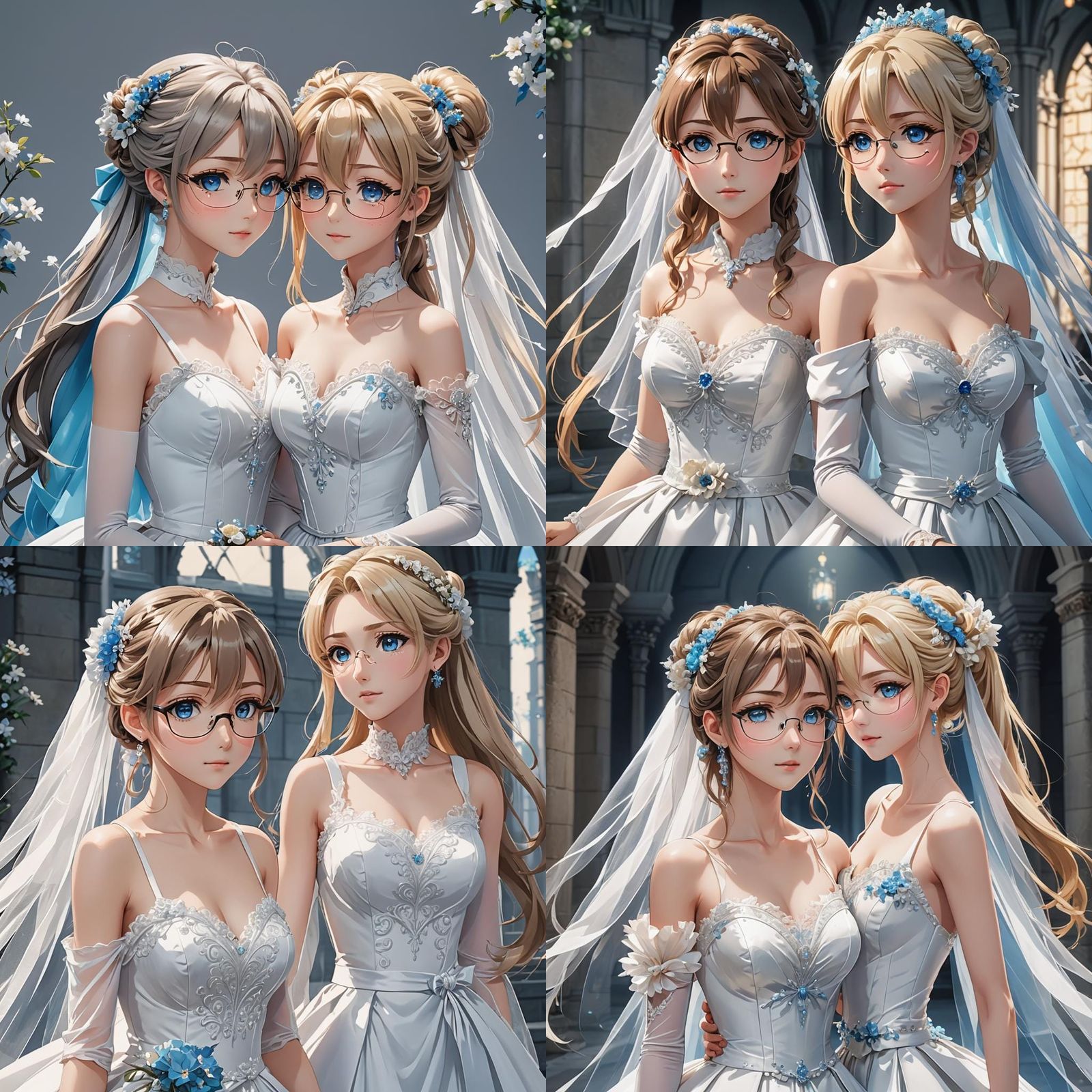 Anime Wedding Duo in Elegant Whites