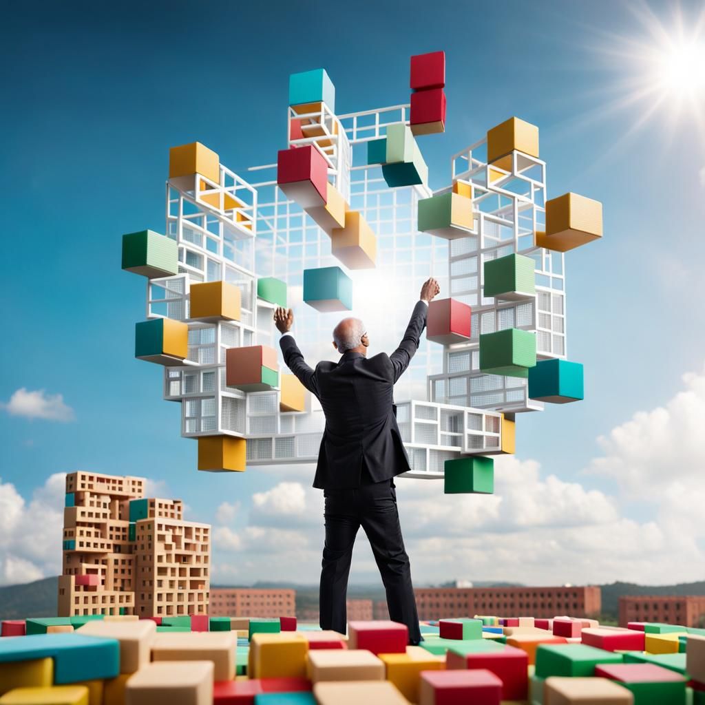 Superhero Architect Building Colorful Community Hospital