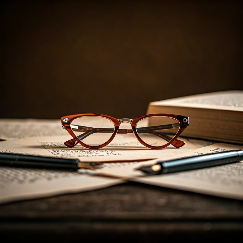 Vintage Cat-Eye Glasses on Worn Wooden Table