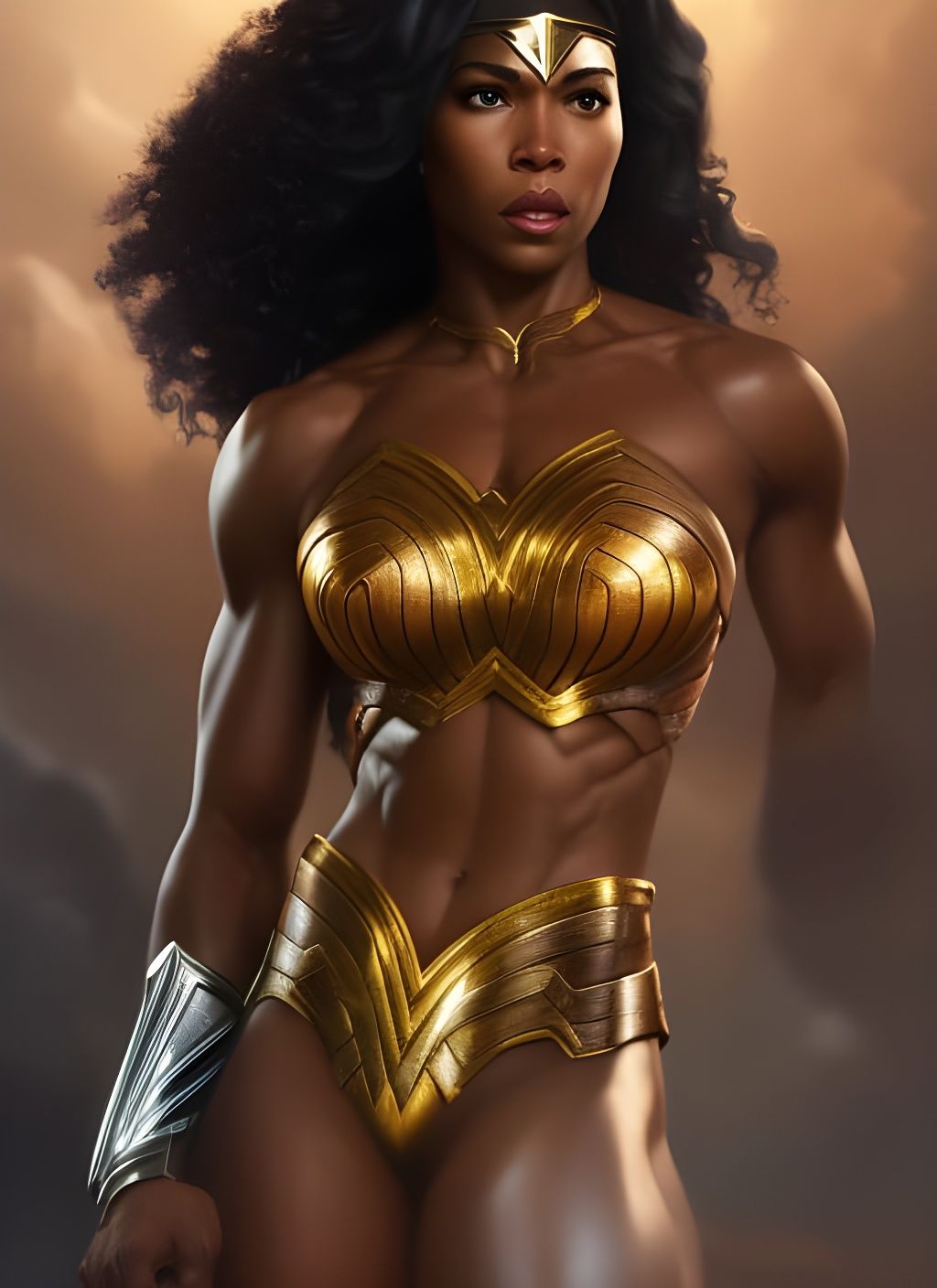 Athletic Wonder Woman in Golden Armor