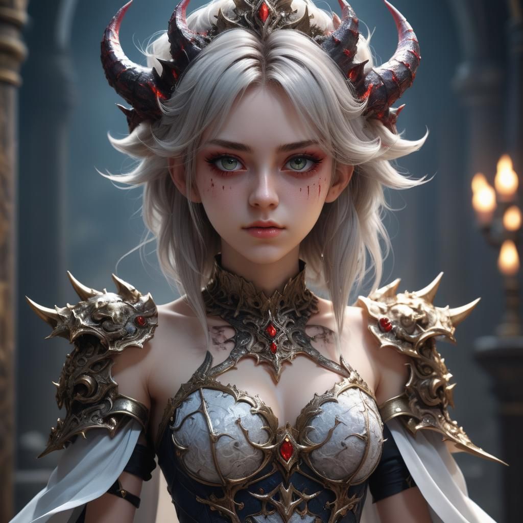 Ethereal Demon Princess in Vibrant Hyperrealism