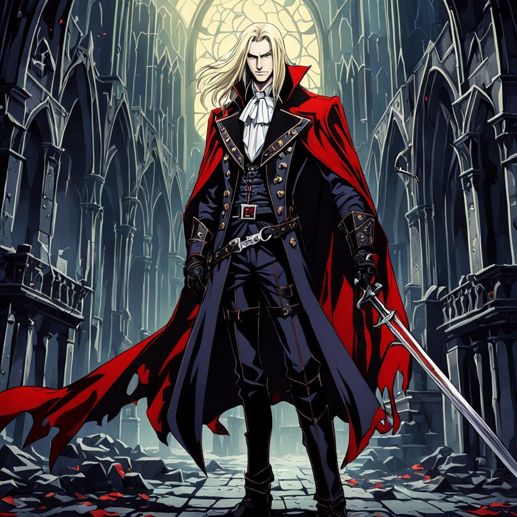 Vampire Hunter Adrian Alucard in Dark Fantasy Style