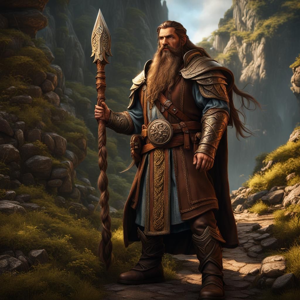 Dwarven Explorer in Rich Fantasy Realm