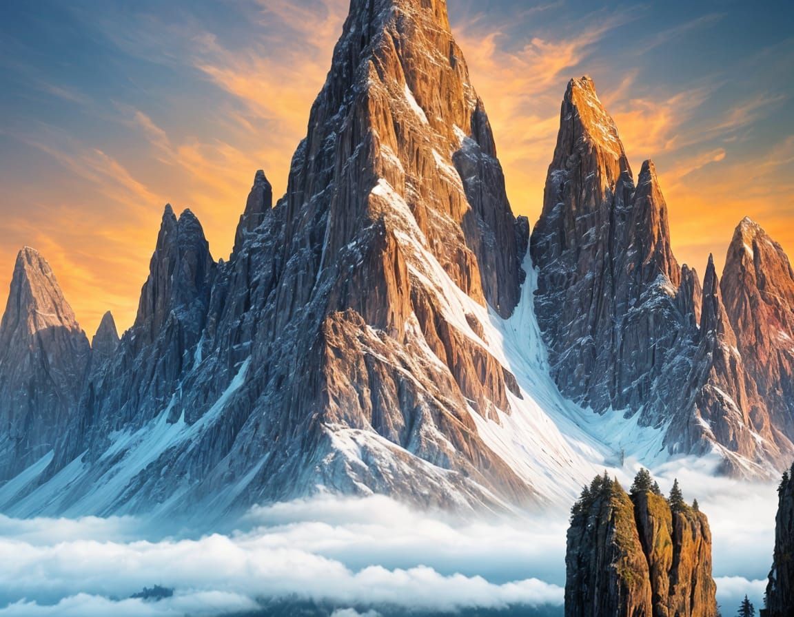 Snow-Capped Peaks in Majestic Landscape