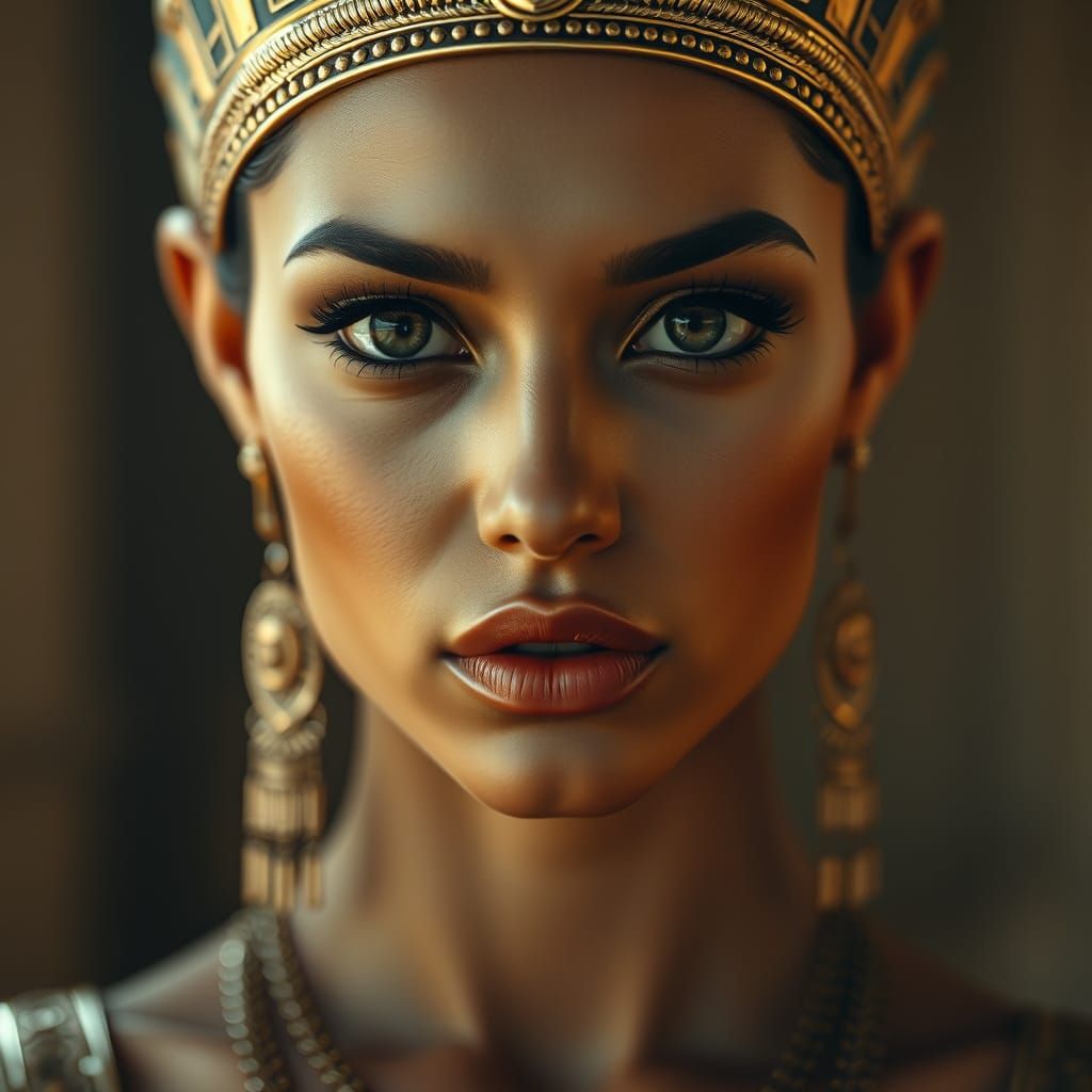 Regal Egyptian Goddess with Thick Lips in Cinematic Portrait