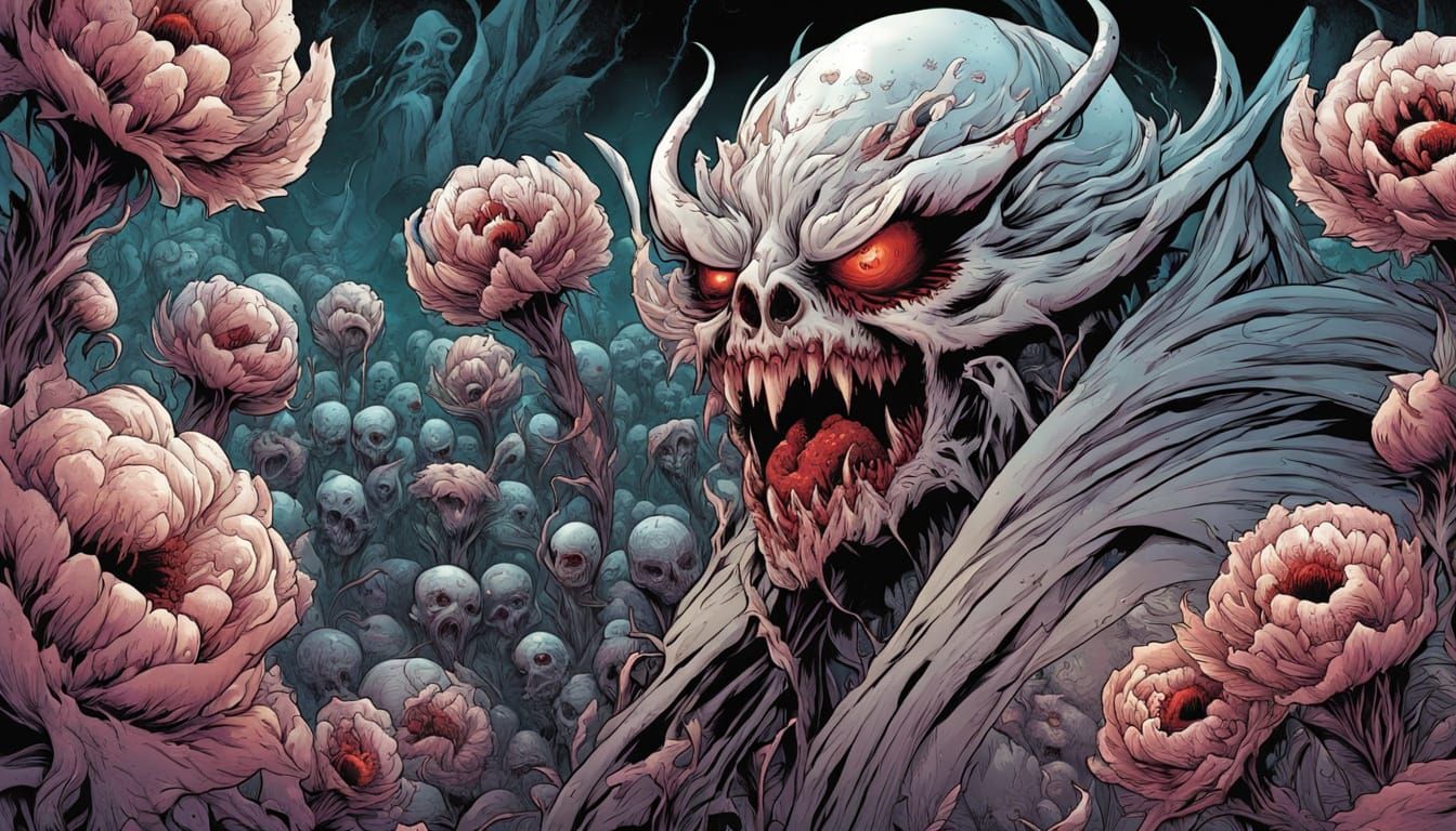 Eerie Eyeball Flowers and Demon Faces in Comic Art