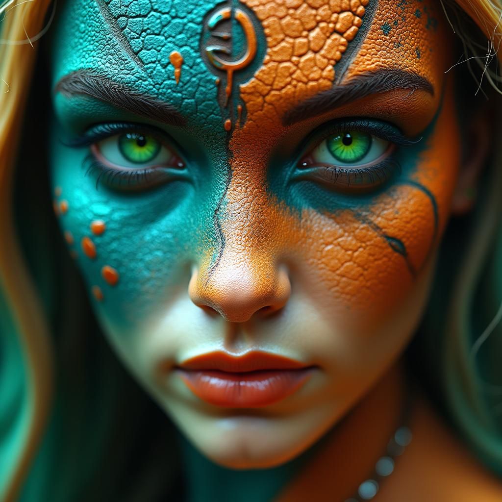 Mystical Fantasy Portrait of a Lizard Woman
