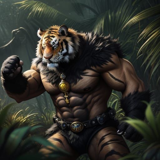 Giant Black Tiger Emerges in Post-Apocalyptic Jungle