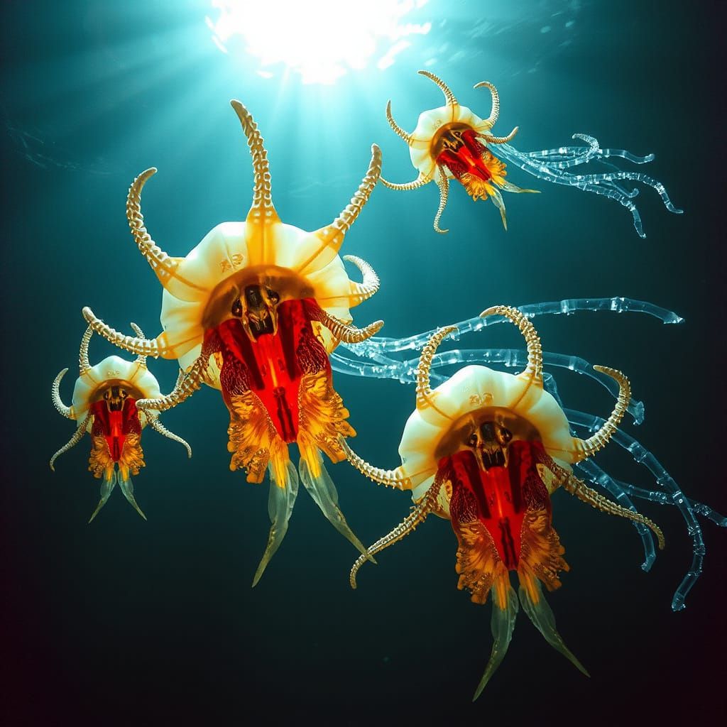 Bioluminescent Alien Creatures on Exoplanet in Xeno-Biologic...