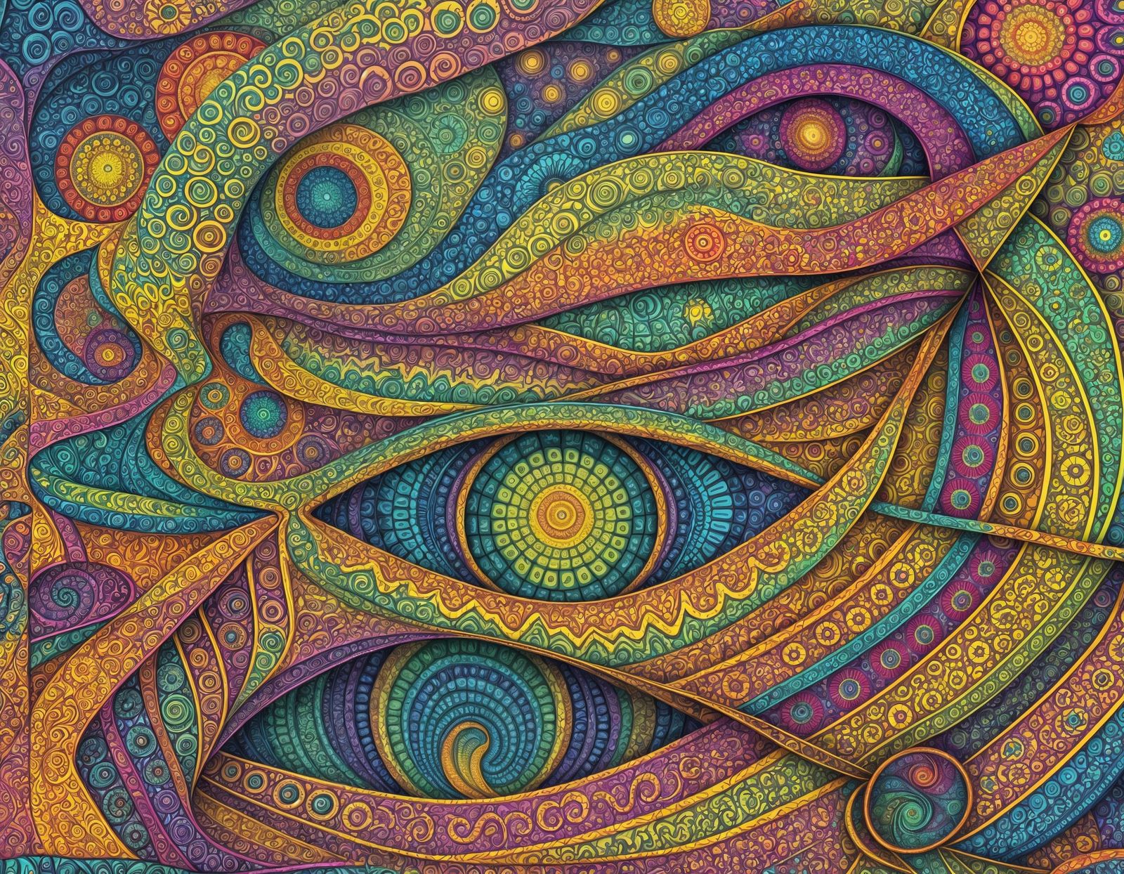 Psychedelic Dreamscape in Vortex of Color