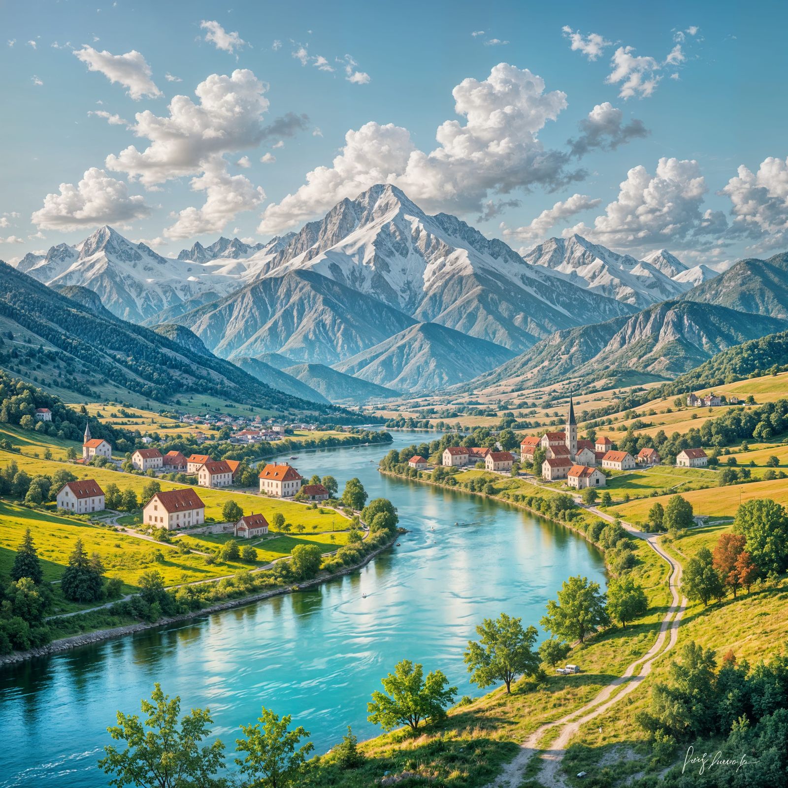 Vibrant Serbian Landscape AI Art