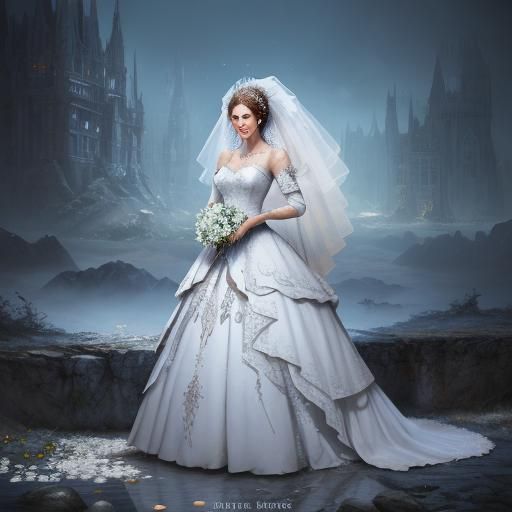Ethereal Bride Embodied by Whimsical Fantasy Art in Detailed...
