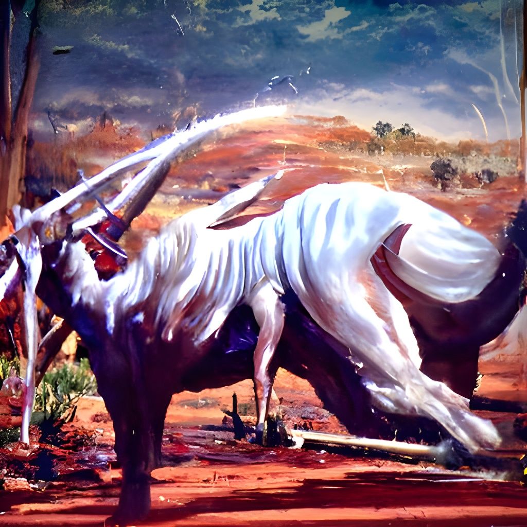 Surreal Outback Steakhouse Unicorn in Oil Painting Style