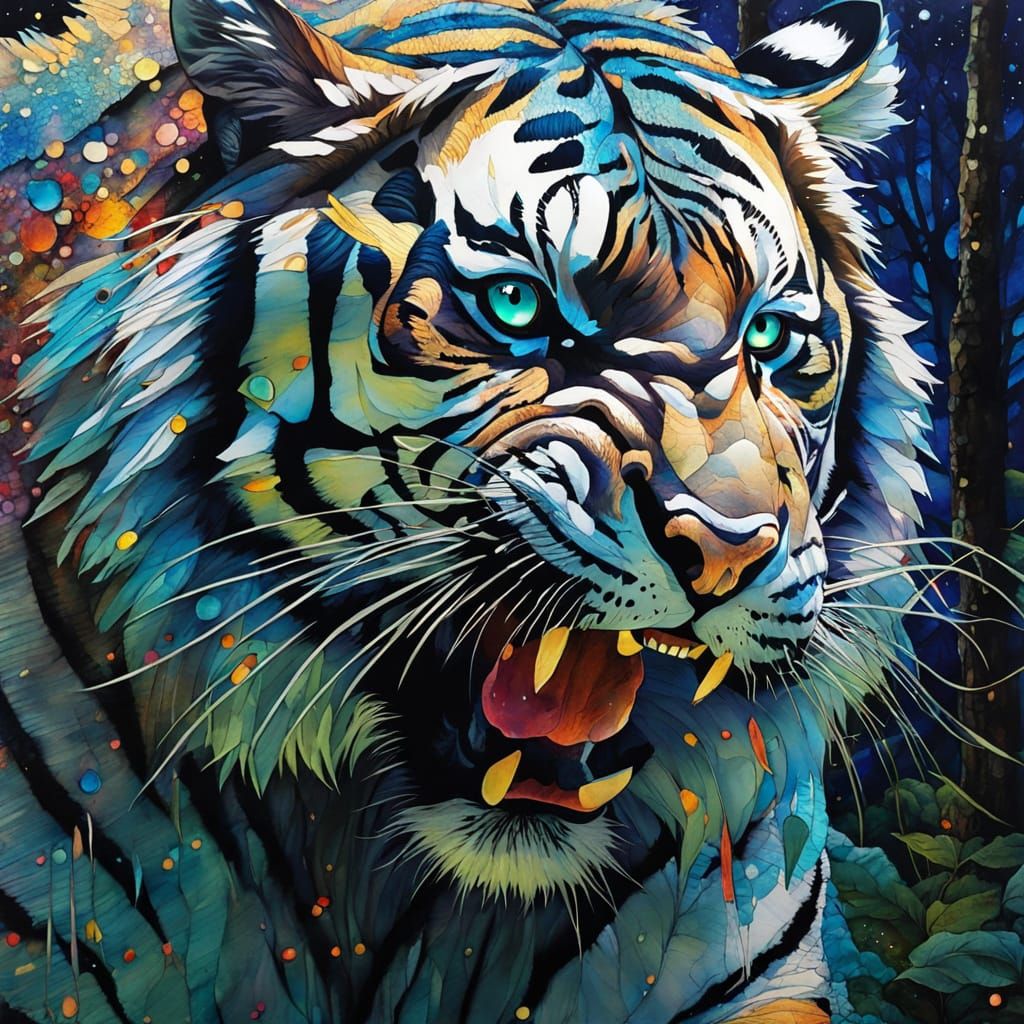 Siberian Tiger on the Prowl: Alcohol Ink and Metal