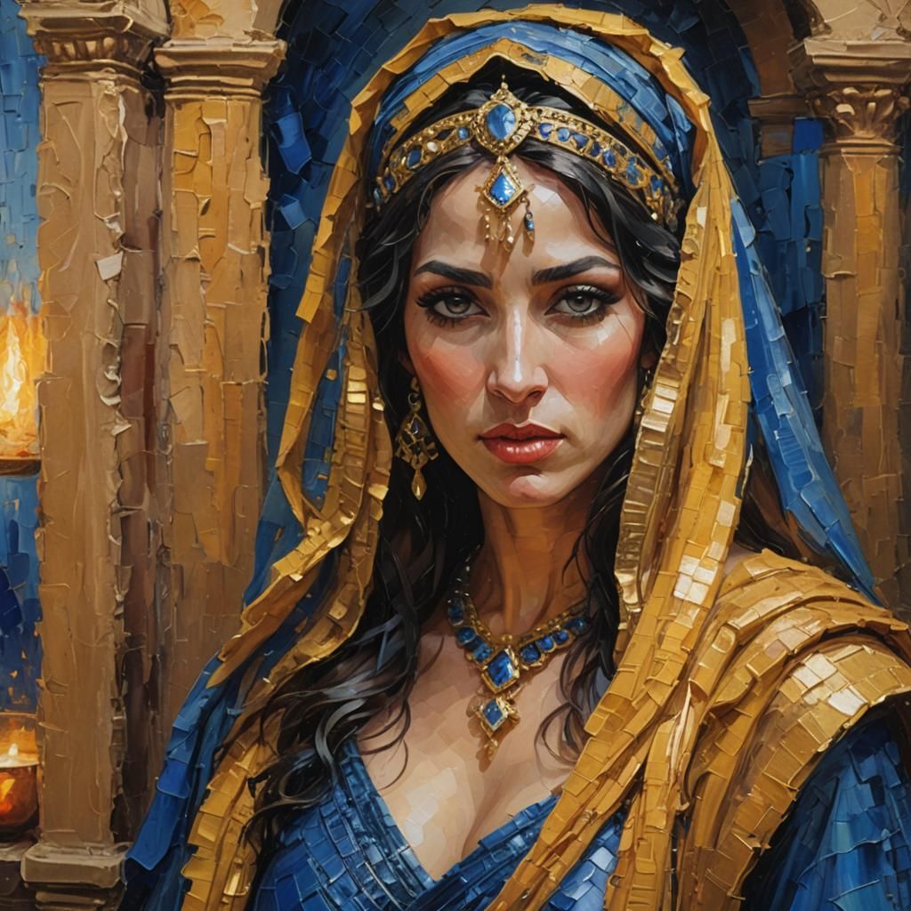 Seductive Belly Dancer in Dimly Lit Desert Temple