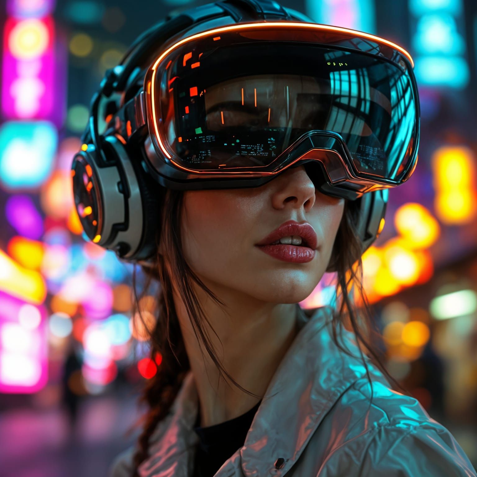 Girl with a fancy Cyberpunk visor