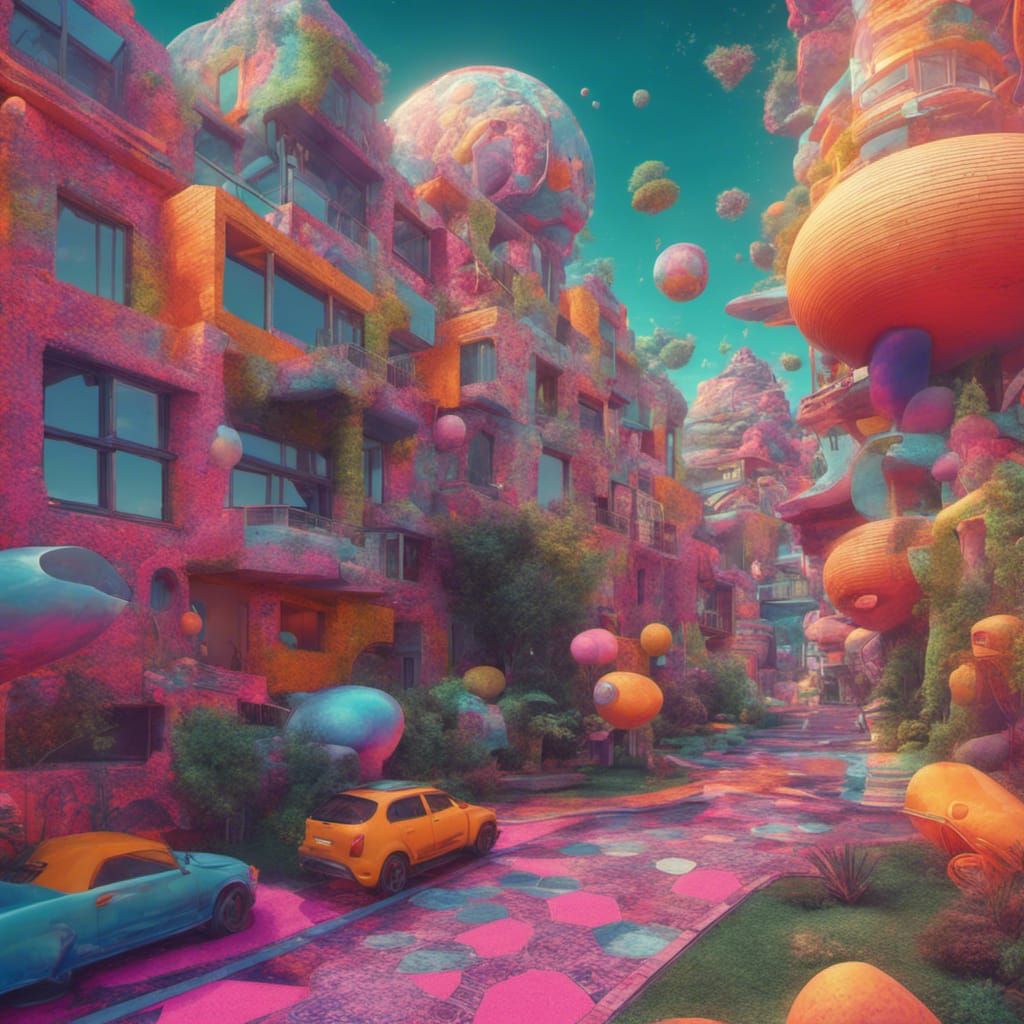 Bizarre Futuristic Neighborhood Unveiled in Neon Glory