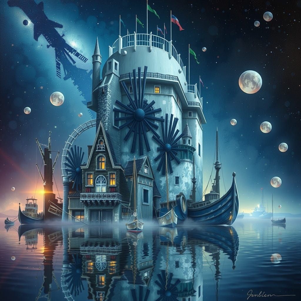 Tranquil Harbour Scene in Impressionist Style