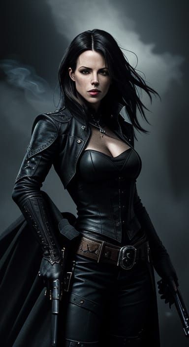 Gothic Vampire Warrior in Moody Lighting