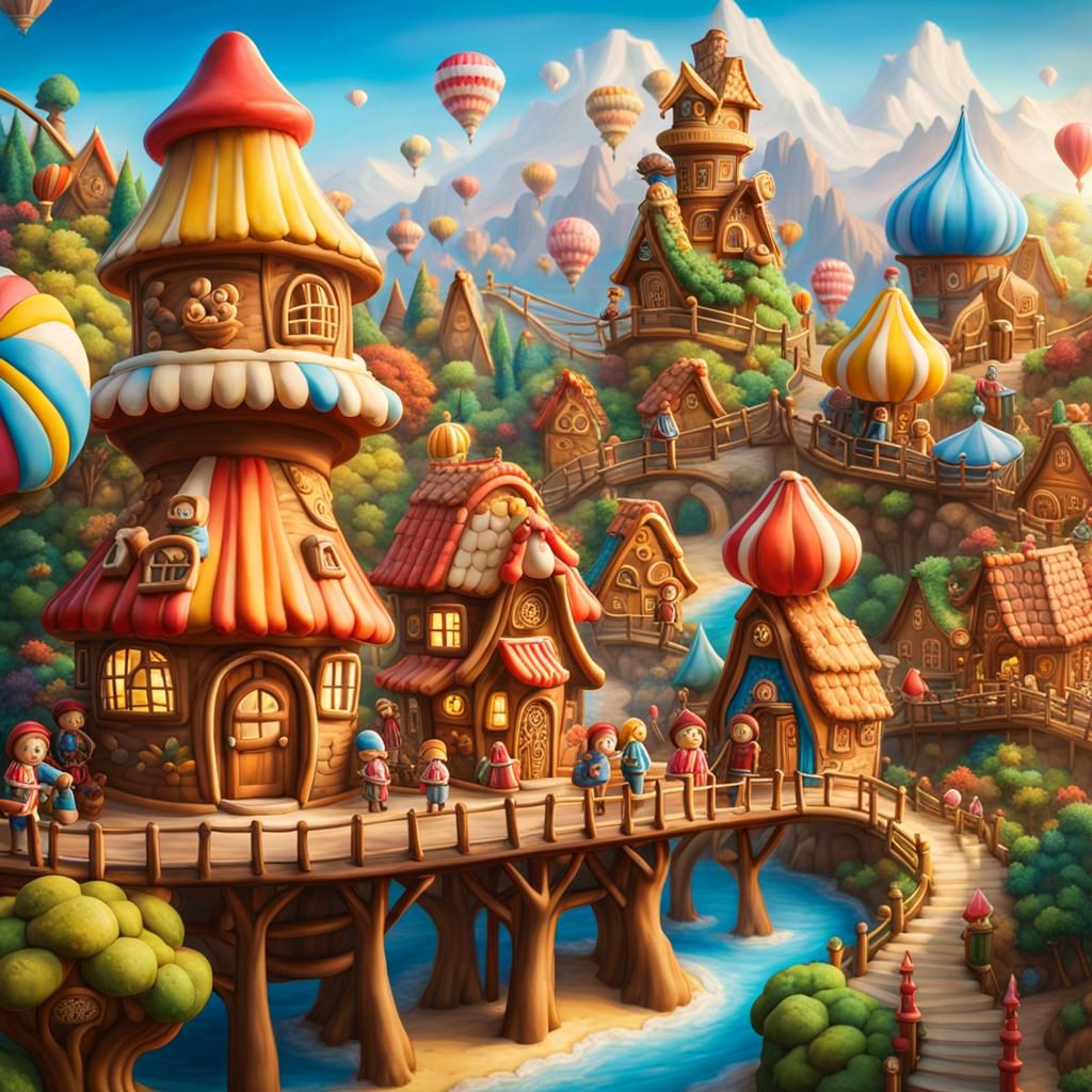 Whimsical Gingerbread Wonderland in Vibrant Chibi Style