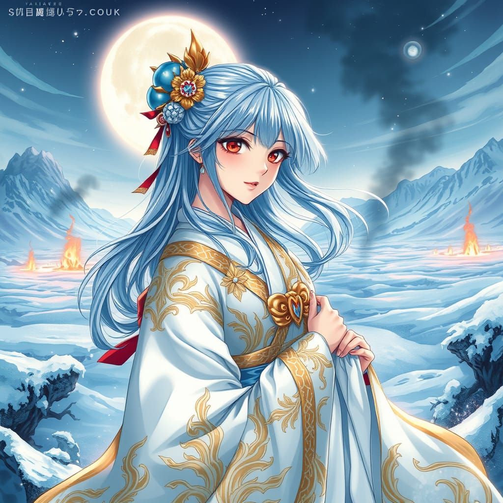 Regal Anime Goddess of Frost and Flame
