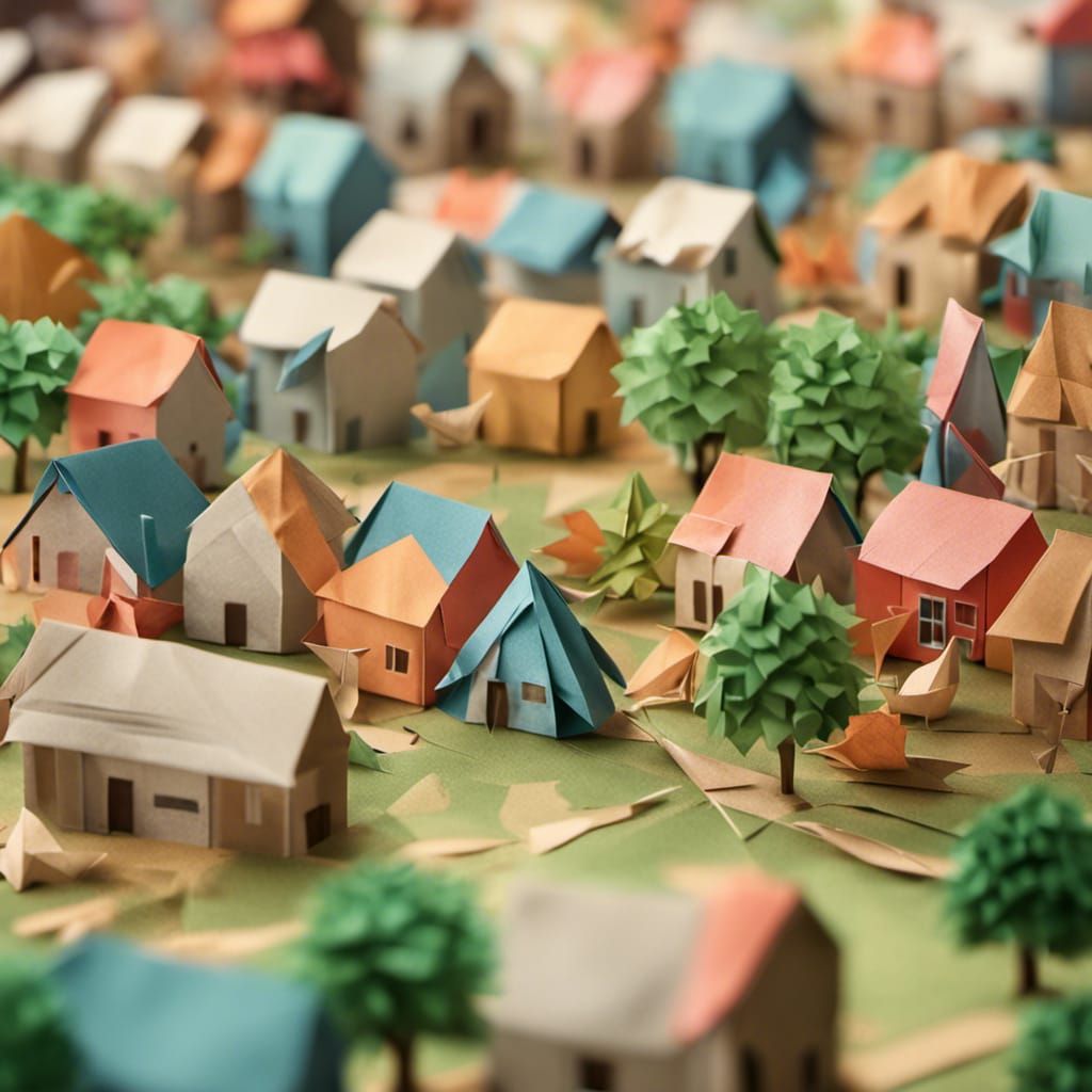 Origami Village in Whimsical Paper Craft