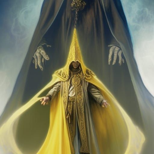 Dark Enchanter in Yellow Vestments as Dark Fantasy Art