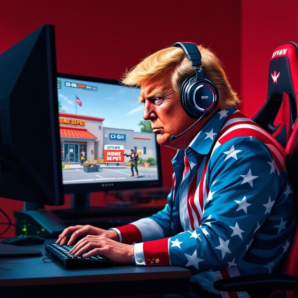 Patriotic Gamer in Red, White, and Blue