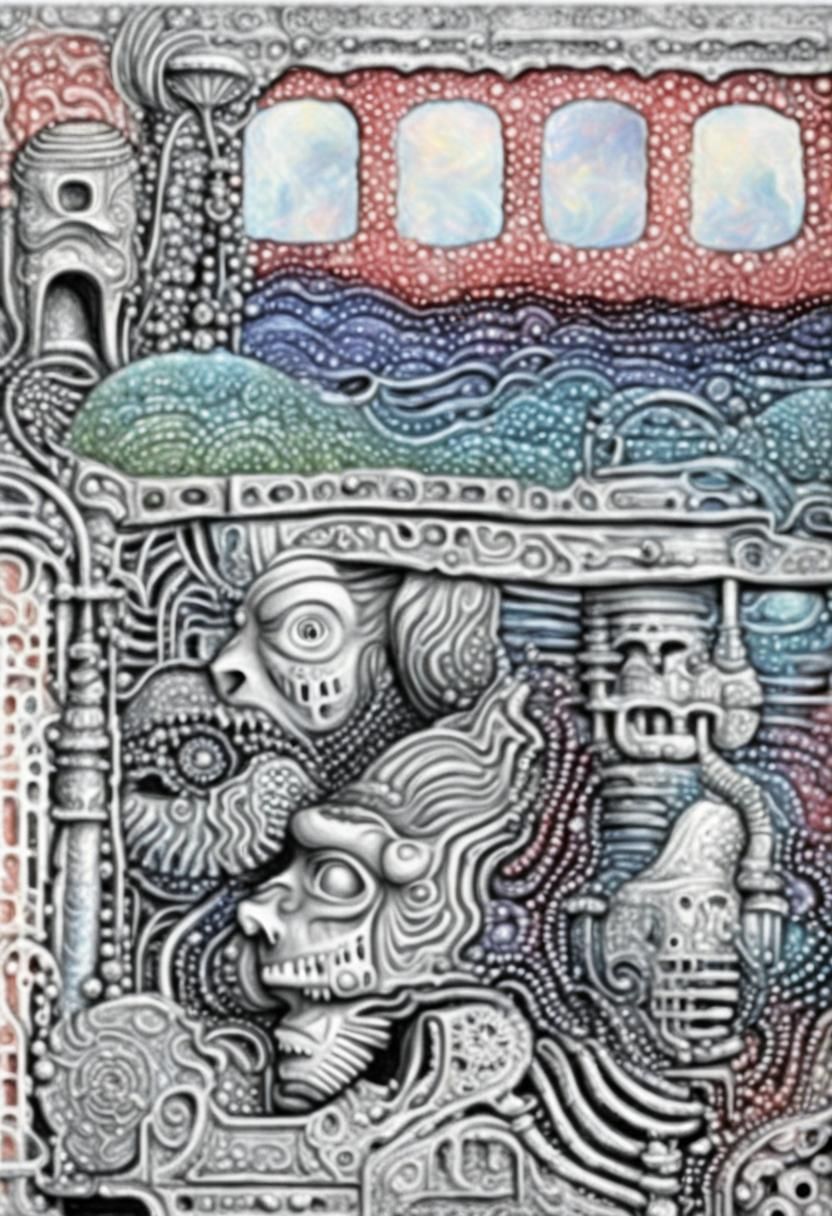 Surreal Bio-Mechanical Dreamscapes in Romanesque Holographic...