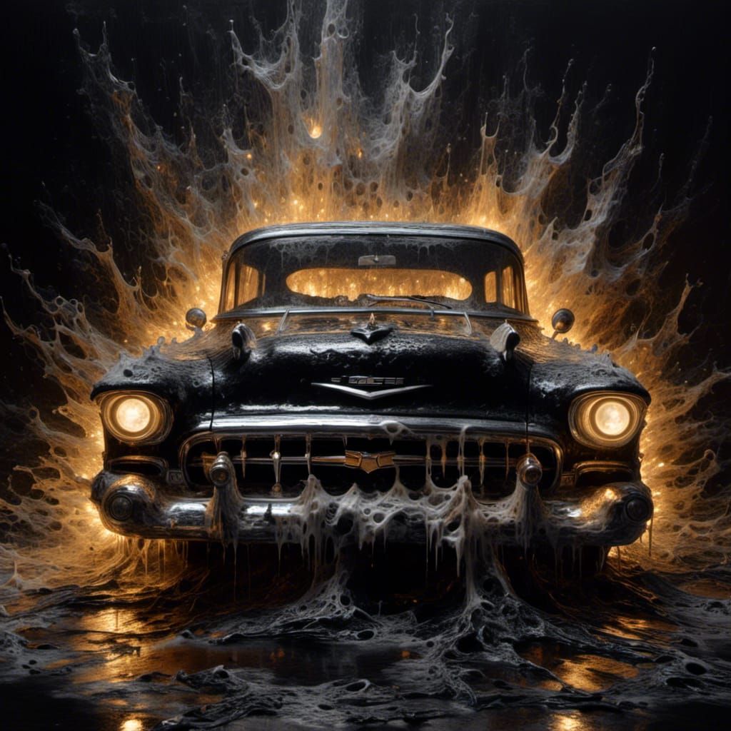 Grunge 1957 Chevy Bel Air Painting in Volumetric Lighting