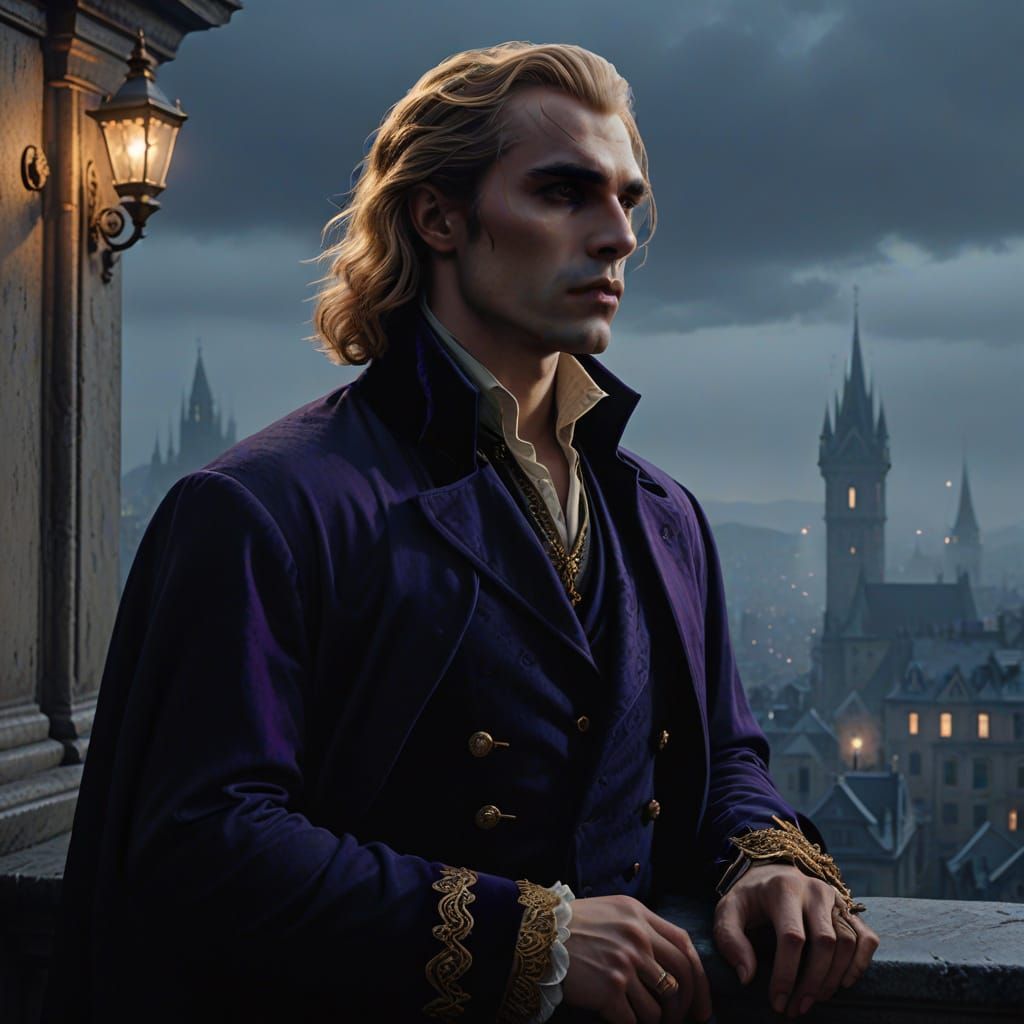 Vampire in Gothic Realism Under Moonlight