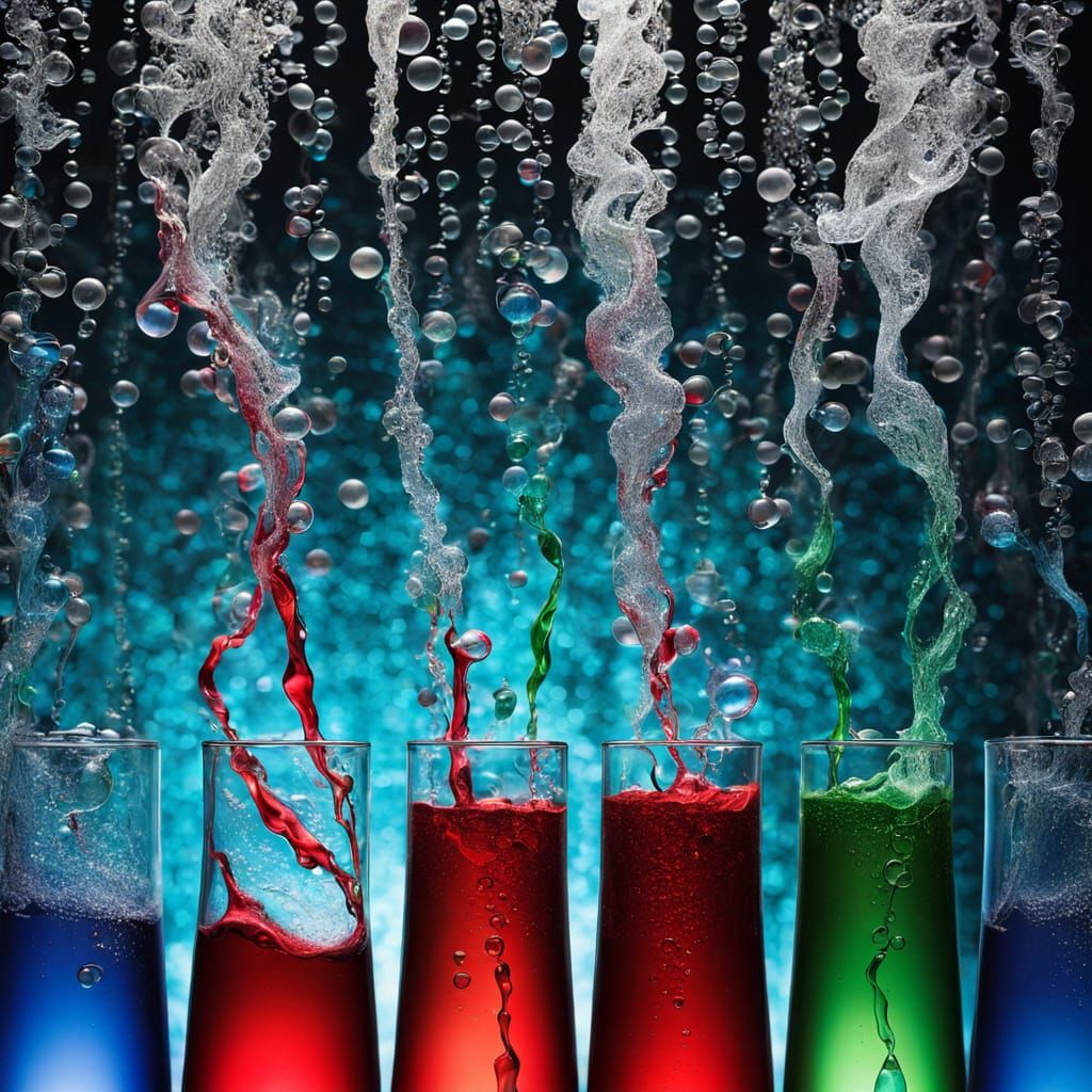 Abstract Silk Background with Bubbles and Glass