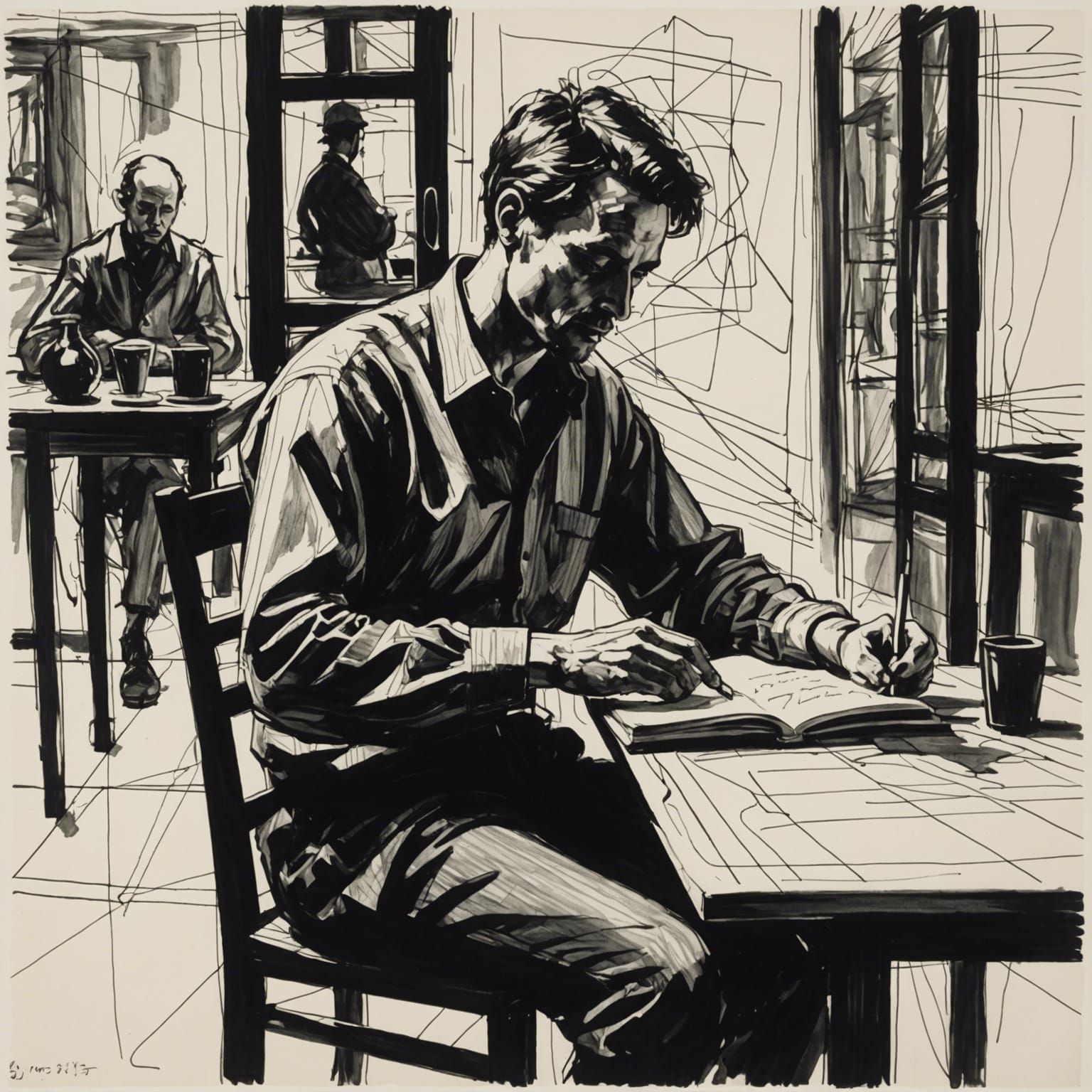 Elegant Man Engrossed in Introspective Moment