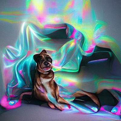 Surreal Canine Awakening in a Dreamlike Twilight Realm