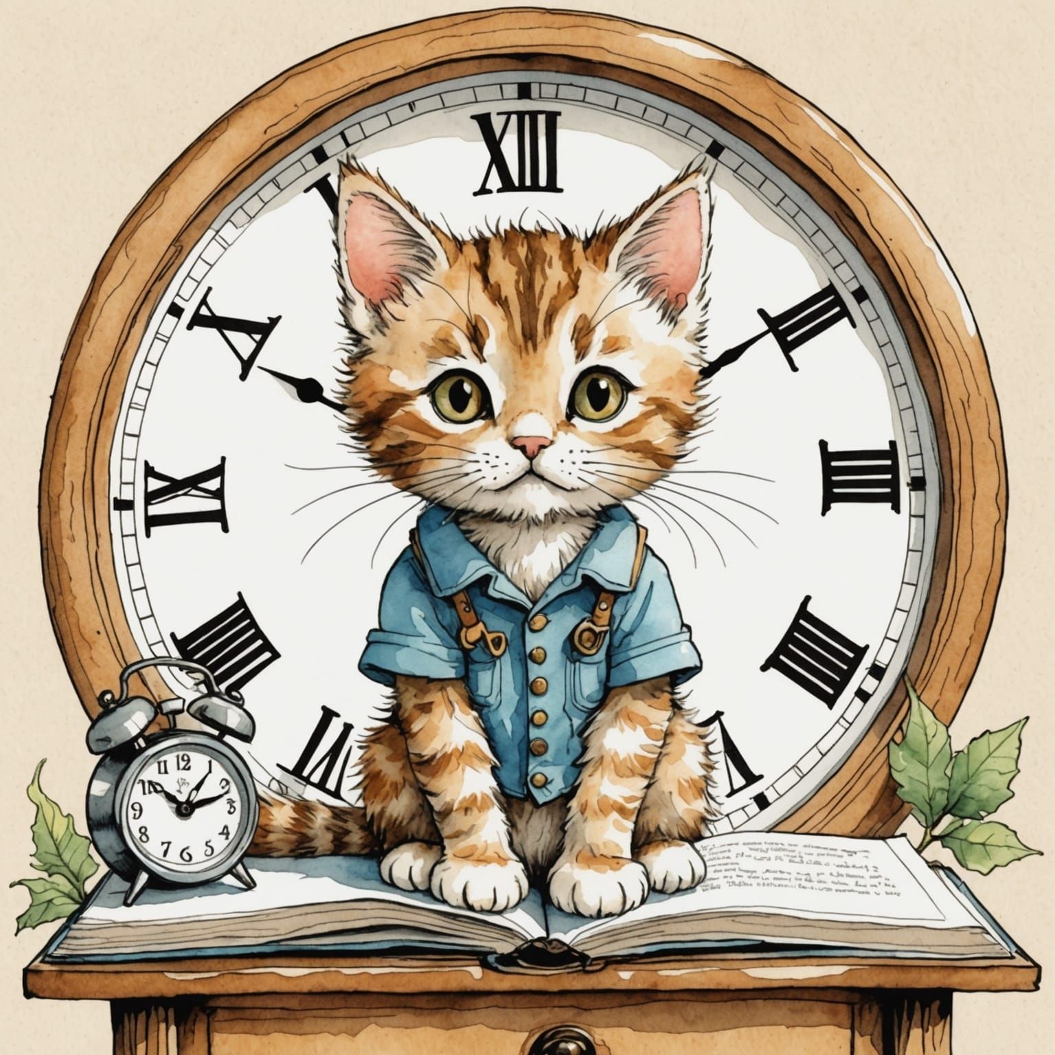 Chibi Kitten Contemplates Time