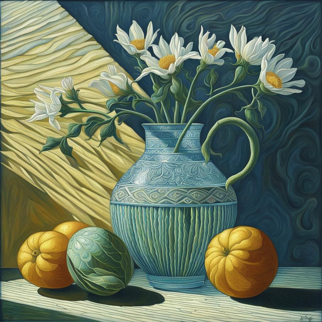 Still Life Masterpiece with Vibrant Lighting and Texture