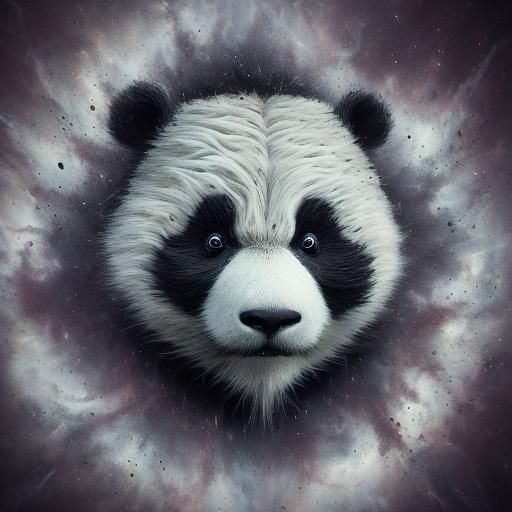 Cosmic Watercolor Panda in Bloom