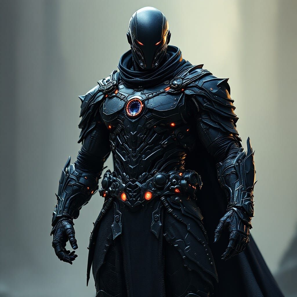 Cyberpunk Warrior in Dark T Pose