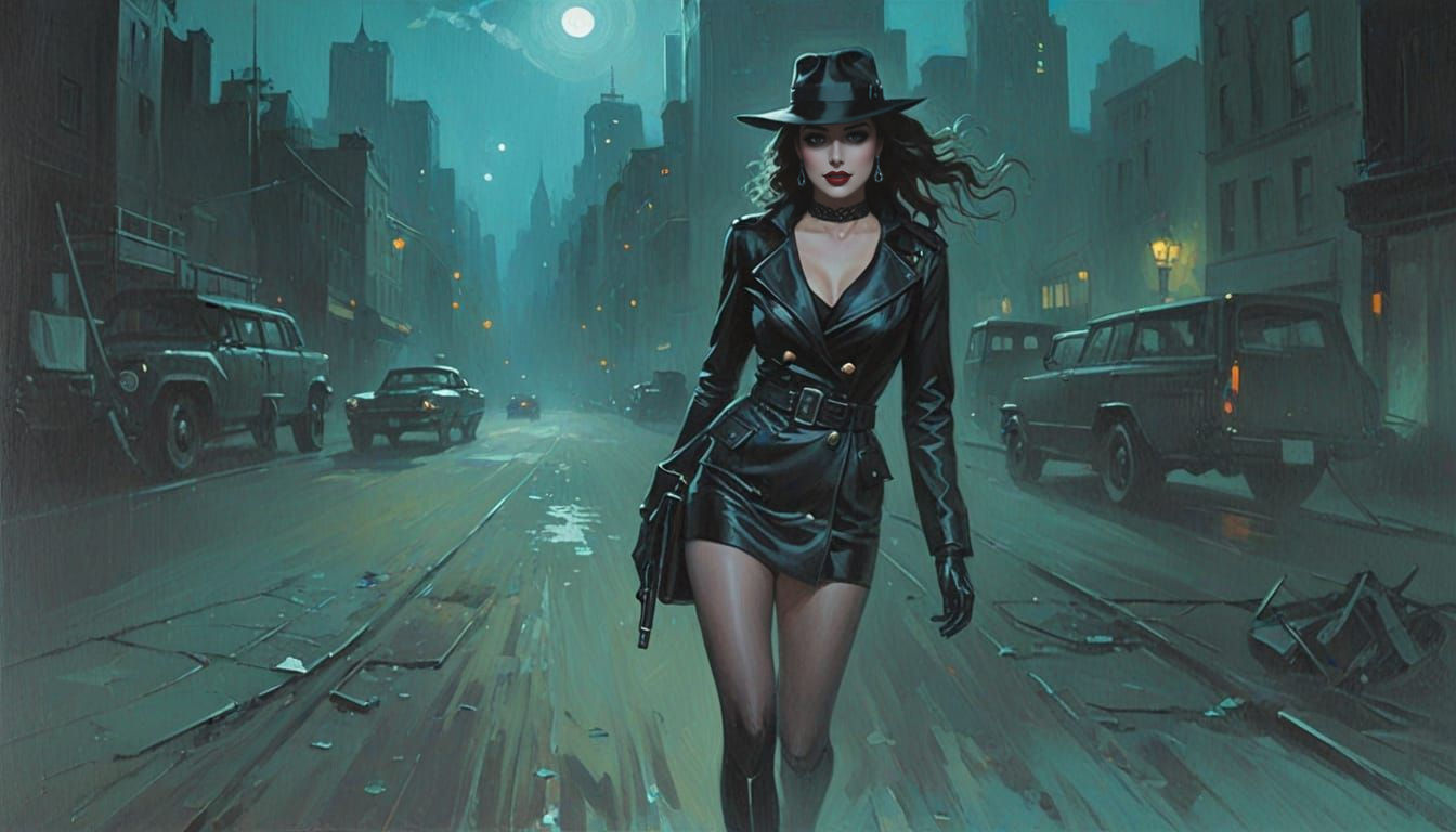 Lady of the Night in a Dark, Mysterious Painting