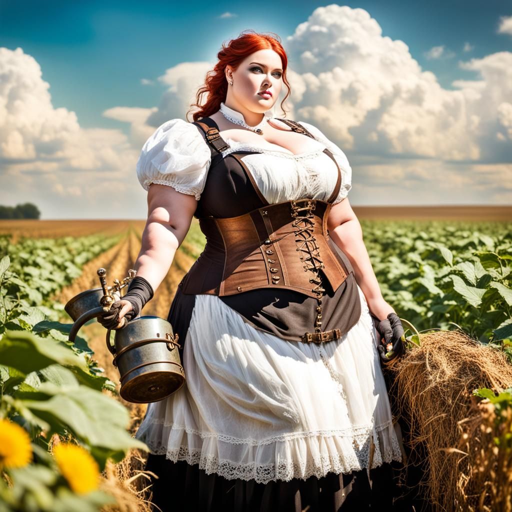 Steampunk Goddess Farmer in Heavenly Sunshine