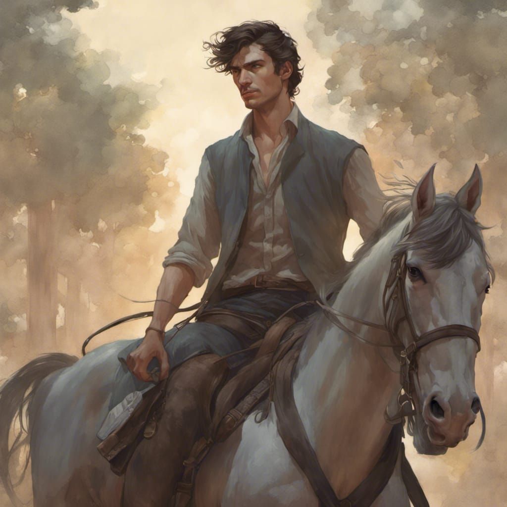 Heroic Young Adventurer Rides into the Sunset