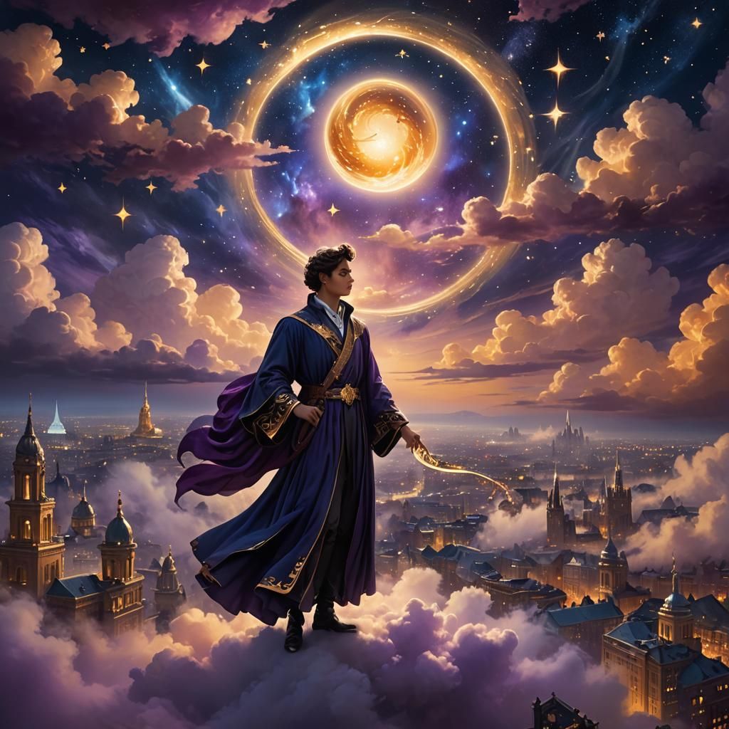 Enchanted Celestial Masterpiece in Art Nouveau Style