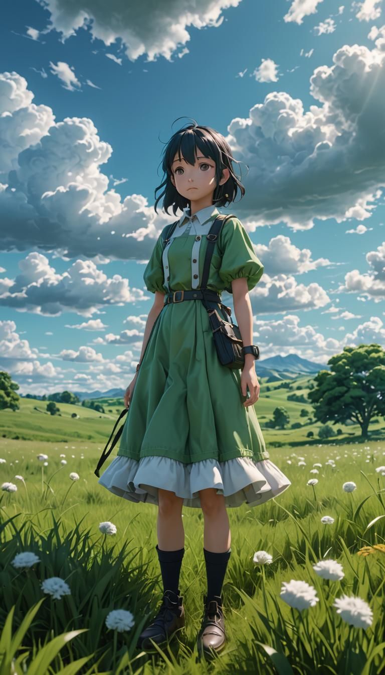 Surreal Landscape in Vibrant Anime Style