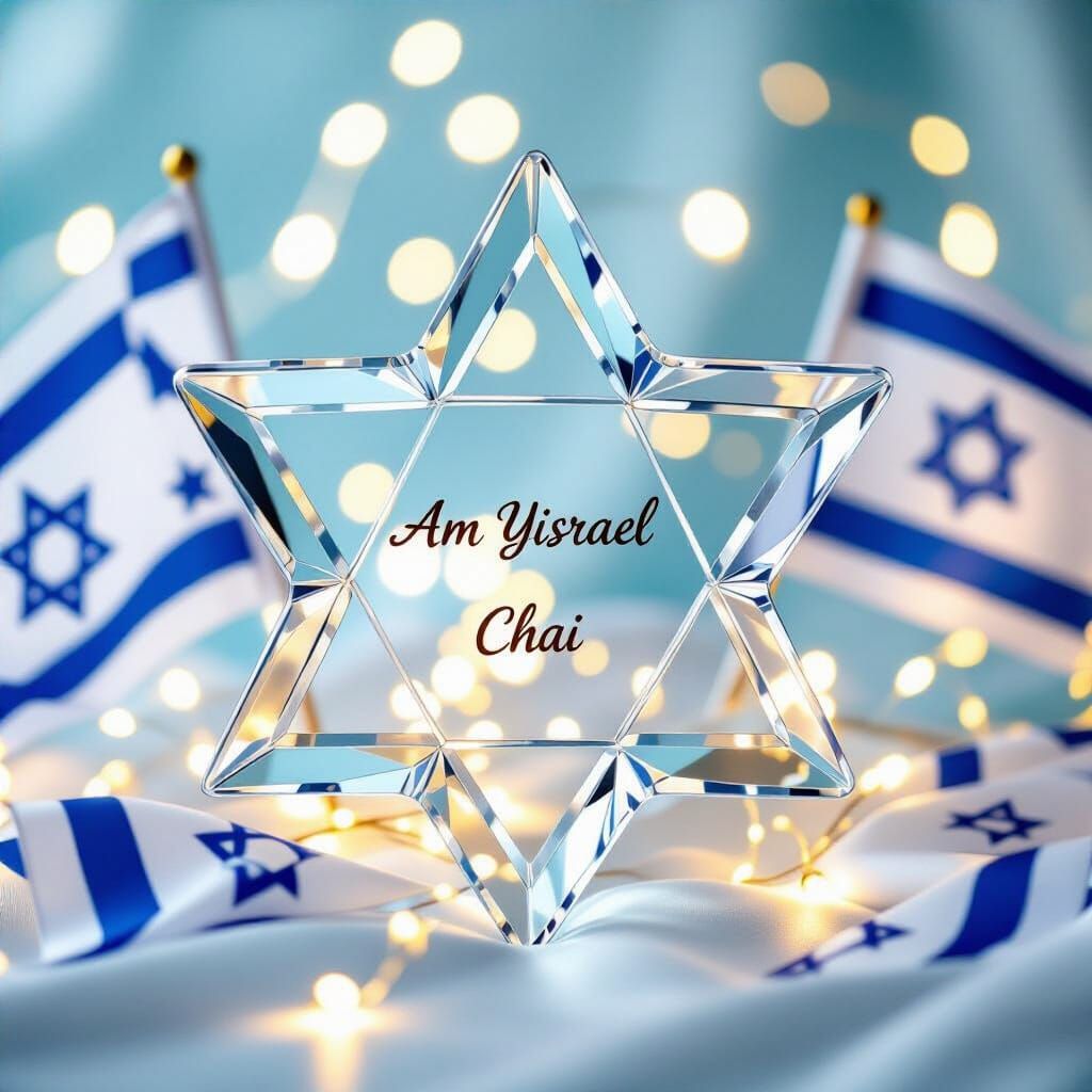 Glass Star of David with Israeli Flags