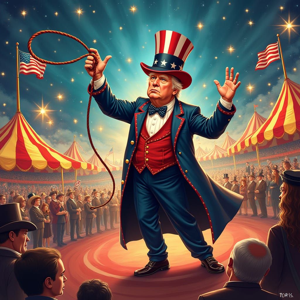 Trump as Ringmaster in a Fantastical American Circus
