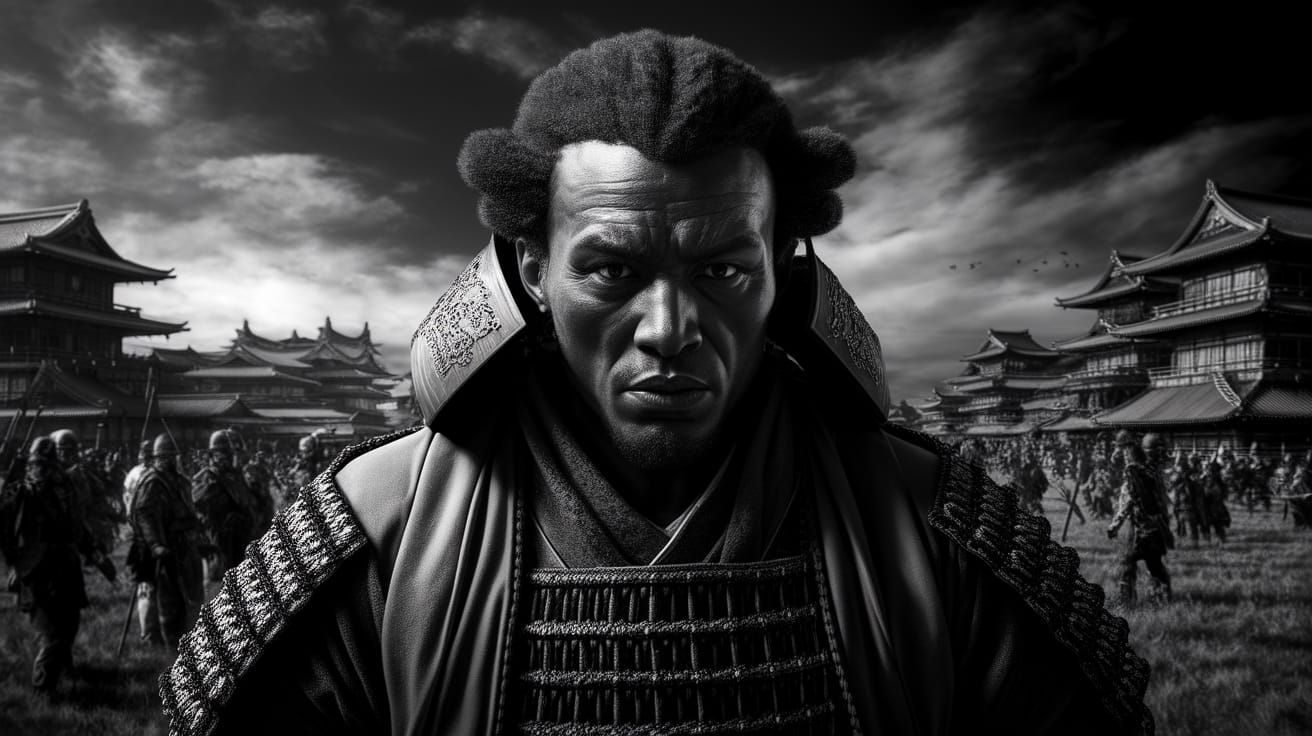 Dark Samurai in Monochromatic Armor, 1582 Japan