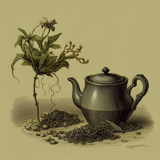 Mysterious Herbal Tea in a Victorian Steampunk Teacup