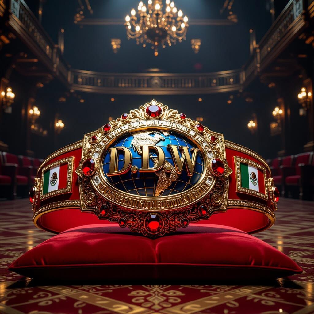 Colossal Gold Championship Wrestling Belt with Red Strap