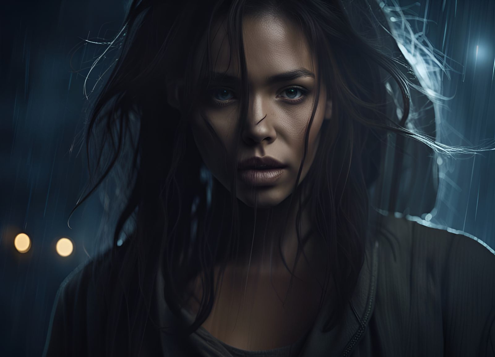 Surreal Portrait of a Woman in a Haunting, Midnightly Atmosp...